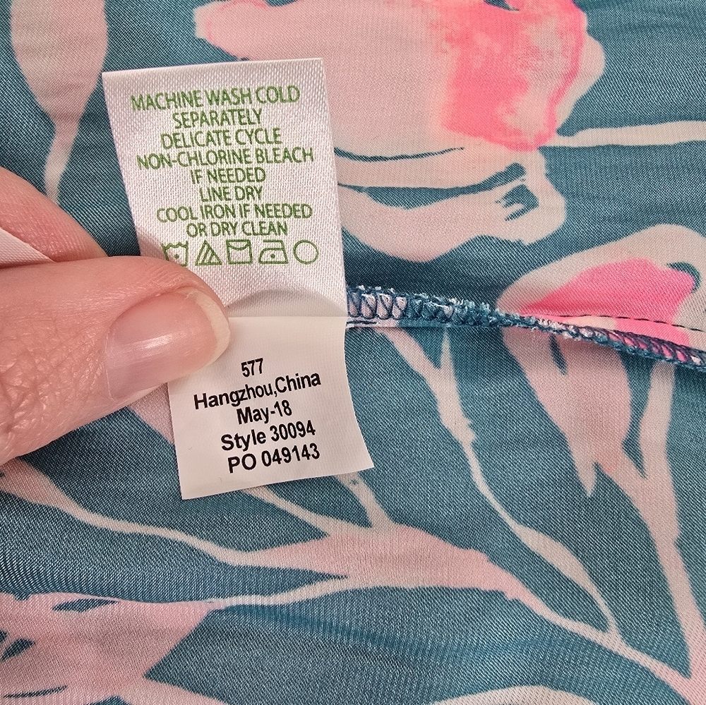 Lilly Pulitzer Emilea Jumpsuit S Tidal Wave Prme Time Print Ruffles Wide Leg - Picture 14 of 14